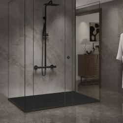 BRODZIK PRYSZNICOWY KAMIENNY PROSTOKĄTNY SLIM JUKO CZARNY 120x100 CM JUKO-BL-120X100
