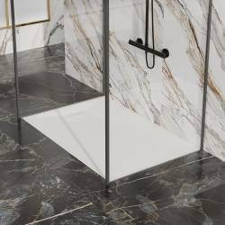 BRODZIK PRYSZNICOWY KAMIENNY PROSTOKĄTNY SLIM JUKO BIAŁY 90x80 CM JUKO-WH-90X80