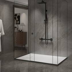BRODZIK PRYSZNICOWY KAMIENNY PROSTOKĄTNY SLIM JUKO BIAŁY 90x80 CM JUKO-WH-90X80