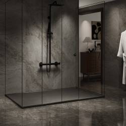 BRODZIK PRYSZNICOWY KAMIENNY PROSTOKĄTNY SLIM DEKO CZARNY 150x90 CM DEKO-BL-150X90