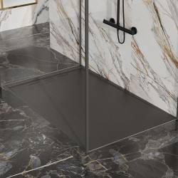 BRODZIK PRYSZNICOWY KAMIENNY PROSTOKĄTNY SLIM DEKO CZARNY 120x90 CM DEKO-BL-120X90