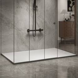 BRODZIK PRYSZNICOWY KAMIENNY PROSTOKĄTNY SLIM DEKO BIAŁY 100x80 CM DEKO-WH-100X80