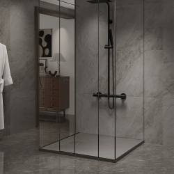 BRODZIK PRYSZNICOWY KAMIENNY KWADRATOWY SLIM RIKO SZARY 90x90 CM RIKO-GR-90
