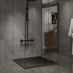 BRODZIK PRYSZNICOWY KAMIENNY KWADRATOWY SLIM RIKO CZARNY 80x80 CM RIKO-BL-80