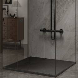 BRODZIK PRYSZNICOWY KAMIENNY KWADRATOWY SLIM RIKO CZARNY 80x80 CM RIKO-BL-80