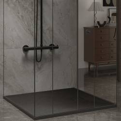 BRODZIK PRYSZNICOWY KAMIENNY KWADRATOWY SLIM RIKO CZARNY 80x80 CM RIKO-BL-80