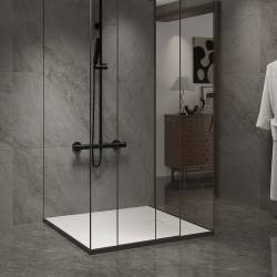 BRODZIK PRYSZNICOWY KAMIENNY KWADRATOWY SLIM RIKO BIAŁY 90x90 CM RIKO-WH-90