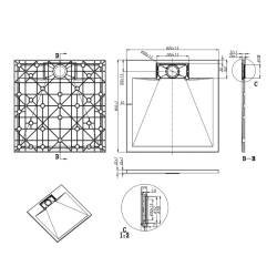 BRODZIK PRYSZNICOWY KAMIENNY KWADRATOWY SLIM MIKO CZARNY 80x80 CM MIKO-BL-80