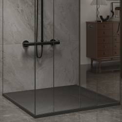 BRODZIK PRYSZNICOWY KAMIENNY KWADRATOWY SLIM JUKO CZARNY 90x90 CM JUKO-BL-90