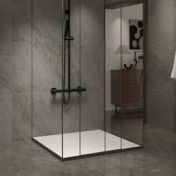 BRODZIK PRYSZNICOWY KAMIENNY KWADRATOWY SLIM JUKO BIAŁY 80x80 CM JUKO-WH-80