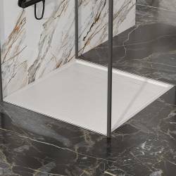 BRODZIK PRYSZNICOWY KAMIENNY KWADRATOWY SLIM DEKO BIAŁY 100x100 CM DEKO-WH-100