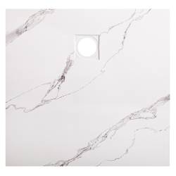 BRODZIK PRYSZNICOWY KAMIENNY KWADRATOWY SLIM RIKO BIAŁY WZÓR MARMUR 80x80 MAR-RIKO-WH-80