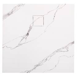 BRODZIK PRYSZNICOWY KAMIENNY KWADRATOWY SLIM RIKO BIAŁY WZÓR MARMUR 90x90 MAR-RIKO-WH-90