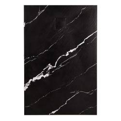BRODZIK PRYSZNICOWY KAMIENNY PROSTOKĄT SLIM RIKO CZARNY WZÓR MARMUR 100x80 MAR-RIKO-BL-100X80