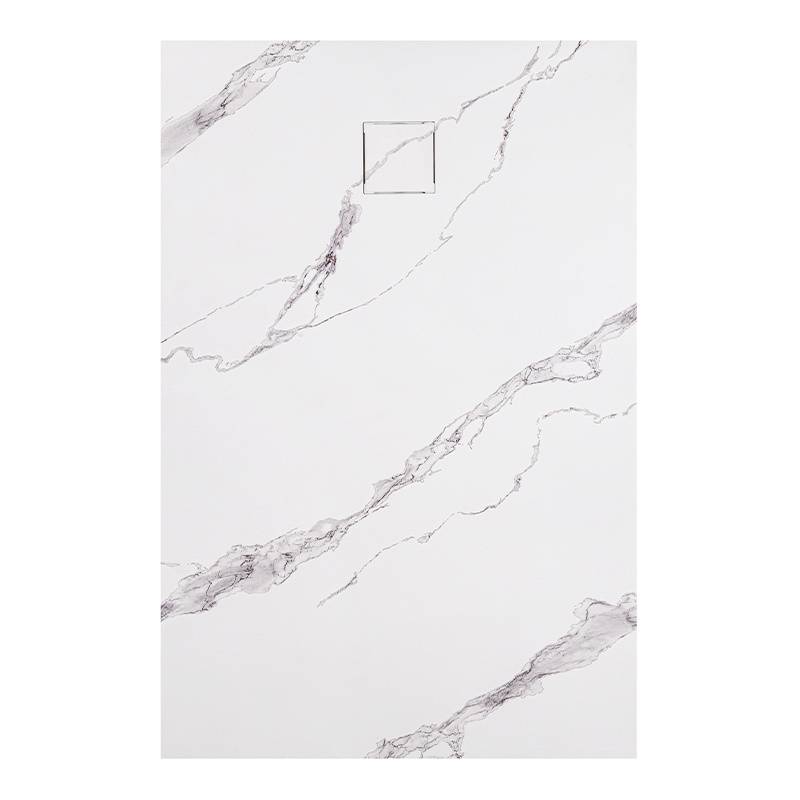 BRODZIK PRYSZNICOWY KAMIENNY PROSTOKĄTNY SLIM RIKO BIAŁY WZÓR MARMUR 100x80 MAR-RIKO-WH-100X80