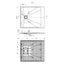 BRODZIK PRYSZNICOWY KAMIENNY PROSTOKĄTNY SLIM RIKO CZARNY WZÓR MARMUR 90x80 MAR-RIKO-BL-90X80