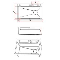 ZLEWOZMYWAK JEDNOKOMOROWY WIELOFUNKCYJNY COSTA 75X46 CZARNY ZLEW KUCHENNY COSTA-BL-75X46