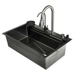 ZLEW KUCHENNY ZLEWOZMYWAK JEDNOKOMOROWY Z WODOSPADEM WIELOFUNKCYJNY COBA-BL-68X46