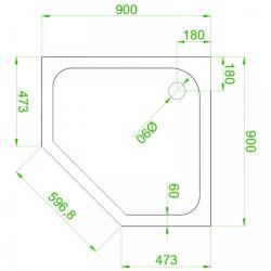 Kopia - BRODZIK PRYSZNICOWY PIĘCIOKĄTNY SLIM ST07B BIAŁY 90x90 CM ST07B-WH-90