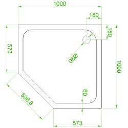 Kopia - BRODZIK PRYSZNICOWY PIĘCIOKĄTNY SLIM ST07C BIAŁY 100x100 CM ST07C-WH-100