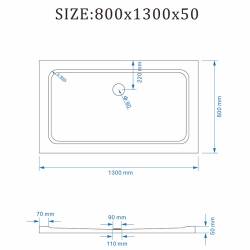 Kopia - BRODZIK PRYSZNICOWY PROSTOKĄTNY SLIM ST03D BIAŁY 130x80 CM ST03D-WH-130X80