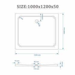 Kopia - BRODZIK PRYSZNICOWY PROSTOKĄTNY SLIM ST06C BIAŁY 120x100 CM ST06C-WH-120X100