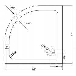 Kopia - BRODZIK PRYSZNICOWY PÓŁOKRĄGŁY SLIM ST01A BIAŁY 80x80 CM ST01A-WH-80