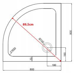 Kopia - BRODZIK PRYSZNICOWY PÓŁOKRĄGŁY SLIM ST01A CZARNY 80x80 CM ST01A-BL-80