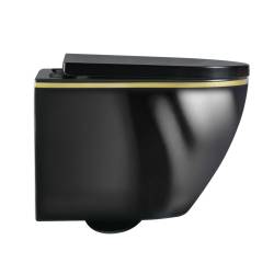 MISKA WC WISZĄCA RIMLESS MIZU-BL-GL-RIM-02 CZARNA DESKA WOLNOOPADAJĄCA DUROPLAST MIZU-BL-GL-RIM-02