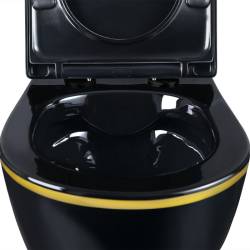 MISKA WC WISZĄCA RIMLESS MIZU-BL-GL-RIM-02 CZARNA DESKA WOLNOOPADAJĄCA DUROPLAST MIZU-BL-GL-RIM-02