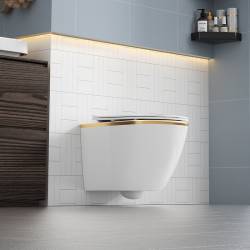 MISKA WC WISZĄCA RIMLESS PEAK-WH-GL-RIM-03 BIAŁA DESKA WOLNOOPADAJĄCA DUROPLAST PEAK-WH-GL-RIM-03