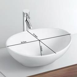 UMYWALKA NABLATOWA CERAMICZNA OWALNA LUMO-WH-340 BIAŁA LUMO-WH-340