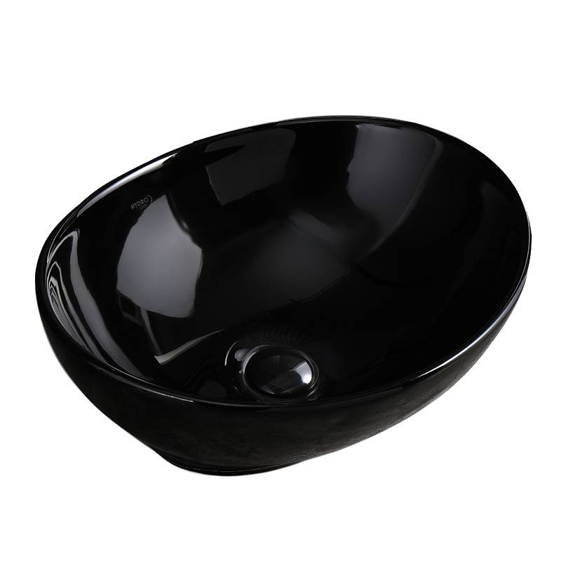 UMYWALKA NABLATOWA CERAMICZNA OWALNA LUMO-BL-405 CZARNY POŁYSK LUMO-BL-405