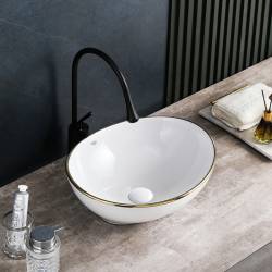 UMYWALKA NABLATOWA CERAMICZNA OWALNA LUMO-WH-GL-405 BIAŁA LUMO-WH-GL-405