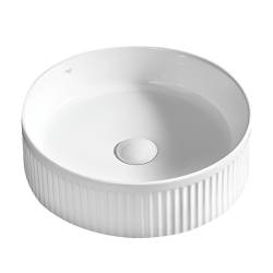 UMYWALKA NABLATOWA CERAMICZNA OKRĄGŁA LAVA-WH-RF-370 BIAŁA RYFLOWANA LAVA-WH-RF-370