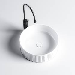 UMYWALKA NABLATOWA CERAMICZNA OKRĄGŁA LAVA-WH-RF-370 BIAŁA RYFLOWANA LAVA-WH-RF-370