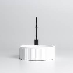 UMYWALKA NABLATOWA CERAMICZNA OKRĄGŁA LAVA-WH-RF-370 BIAŁA RYFLOWANA LAVA-WH-RF-370