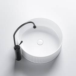 UMYWALKA NABLATOWA CERAMICZNA OKRĄGŁA LAVA-WH-RF-370 BIAŁA RYFLOWANA LAVA-WH-RF-370