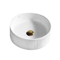 UMYWALKA NABLATOWA CERAMICZNA OKRĄGŁA LAVA-WH-RF-370 BIAŁA RYFLOWANA LAVA-WH-RF-370