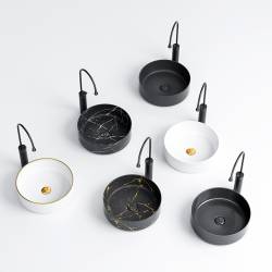 UMYWALKA NABLATOWA CERAMICZNA OKRĄGŁA LAVA-WH-RF-370 BIAŁA RYFLOWANA LAVA-WH-RF-370