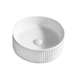 UMYWALKA NABLATOWA CERAMICZNA OKRĄGŁA LAVA-WH-RF-370 BIAŁA RYFLOWANA LAVA-WH-RF-370