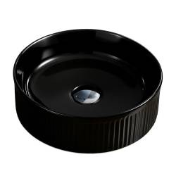 UMYWALKA NABLATOWA CERAMICZNA OKRĄGŁA LAVA-BL-RF-370 CZARNA RYFLOWANA LAVA-BL-RF-370