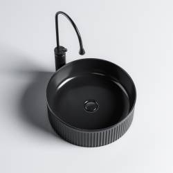 UMYWALKA NABLATOWA CERAMICZNA OKRĄGŁA LAVA-BL-RF-370 CZARNA RYFLOWANA LAVA-BL-RF-370