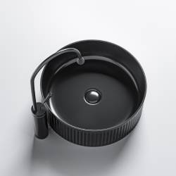 UMYWALKA NABLATOWA CERAMICZNA OKRĄGŁA LAVA-BL-RF-370 CZARNA RYFLOWANA LAVA-BL-RF-370