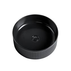 UMYWALKA NABLATOWA CERAMICZNA OKRĄGŁA LAVA-BL-RF-370 CZARNA RYFLOWANA LAVA-BL-RF-370