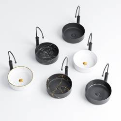 UMYWALKA NABLATOWA CERAMICZNA OKRĄGŁA LAVA-BL-RF-370 CZARNA RYFLOWANA LAVA-BL-RF-370