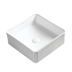 UMYWALKA NABLATOWA CERAMICZNA KWADRATOWA RYFLOWANA AURA-WH-375 BIAŁA AURA-WH-375