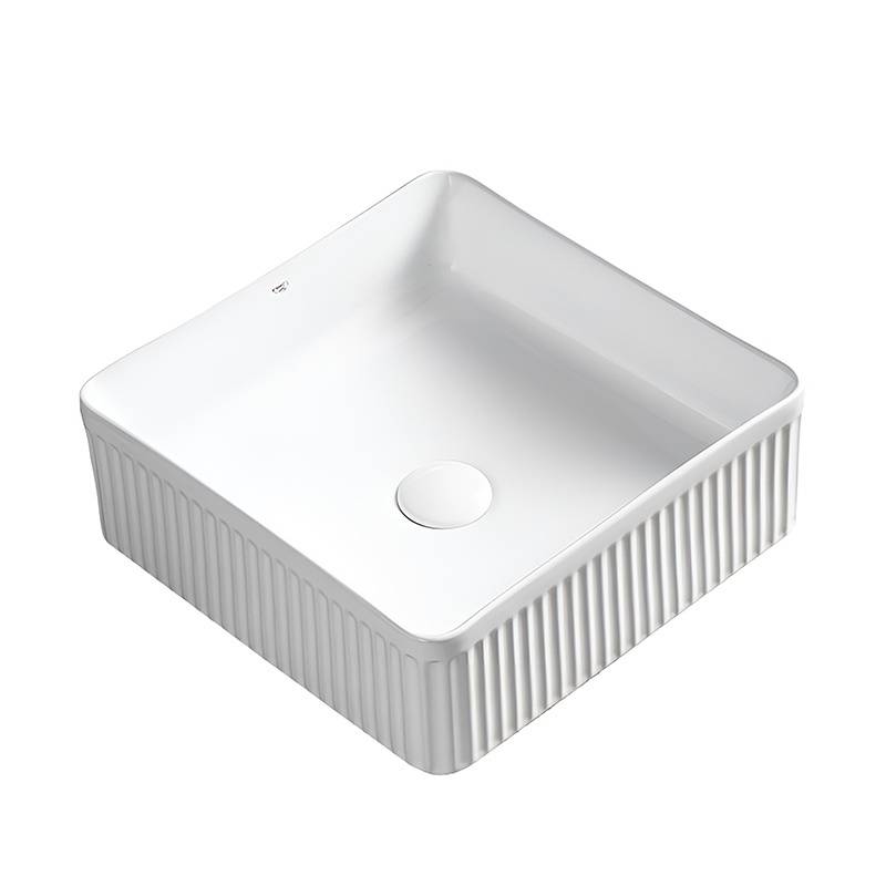 UMYWALKA NABLATOWA CERAMICZNA KWADRATOWA RYFLOWANA AURA-WH-375 BIAŁA AURA-WH-375