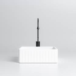 UMYWALKA NABLATOWA CERAMICZNA KWADRATOWA RYFLOWANA AURA-WH-375 BIAŁA AURA-WH-375