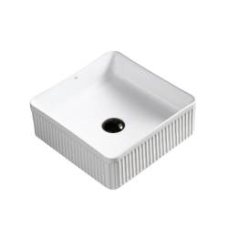 UMYWALKA NABLATOWA CERAMICZNA KWADRATOWA RYFLOWANA AURA-WH-375 BIAŁA AURA-WH-375